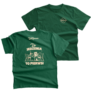 T-SHIRT MĘSKI ZIELONY "DO JEDZENIA TO PIERWSI"